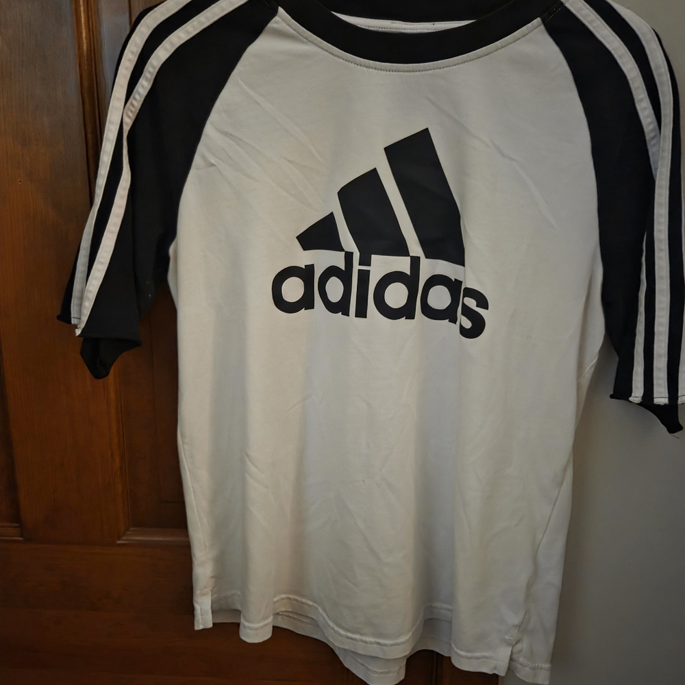 Adidas Women's Black and White Short Sleeve Tee